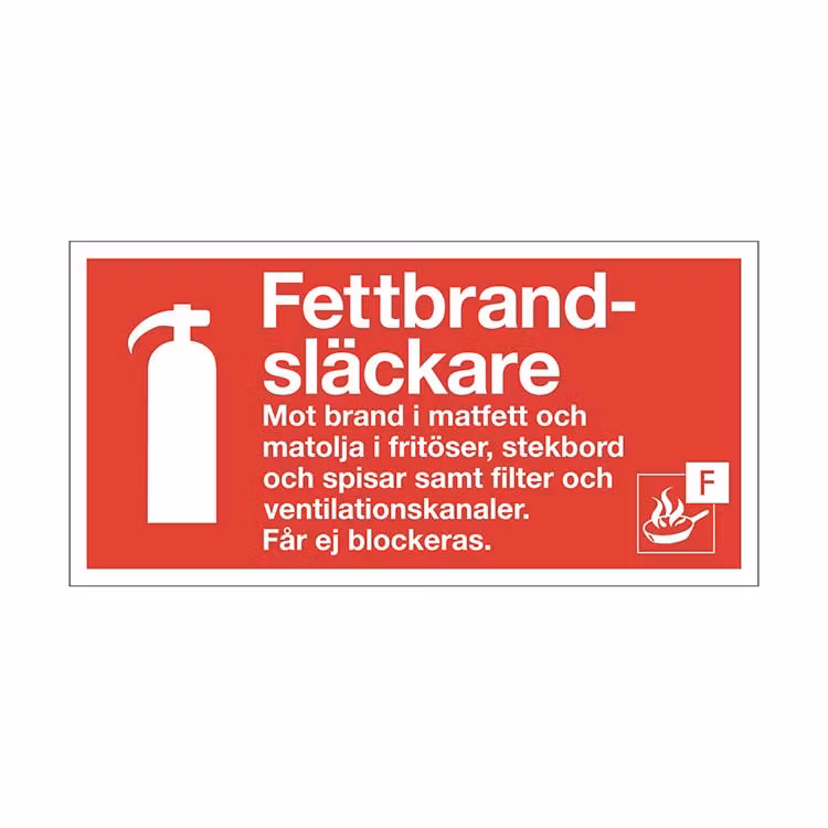Brandskylt Fettbrandsläckare plast