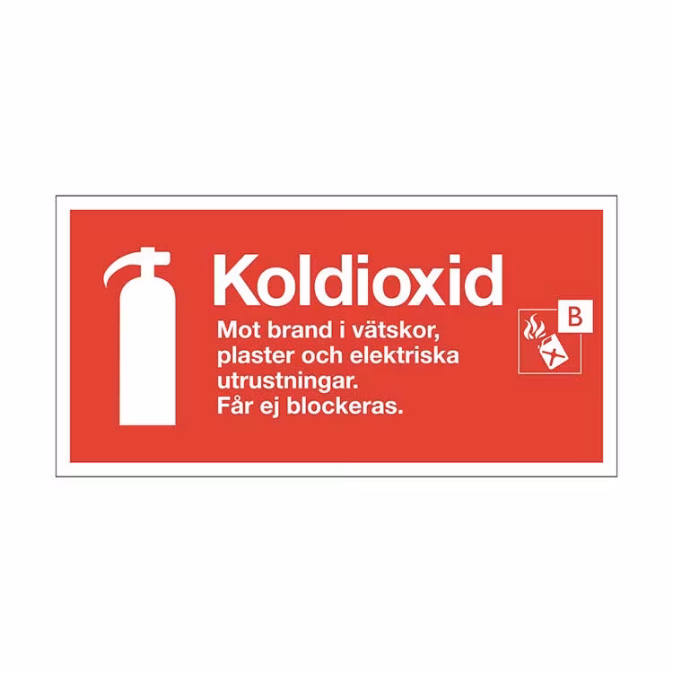 Brandsläckare Koldioxid skylt