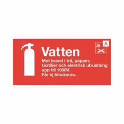 Brandsläckare Vatten skylt