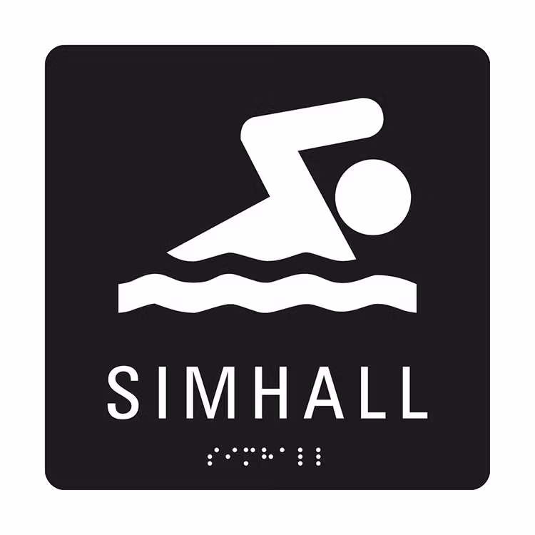 Taktil skylt simhall