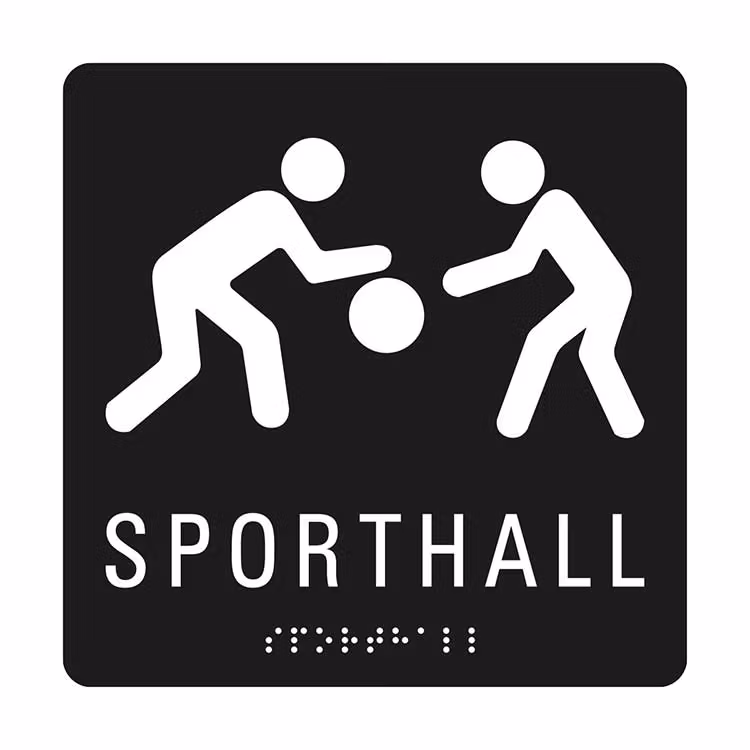 Taktil skylt sporthall