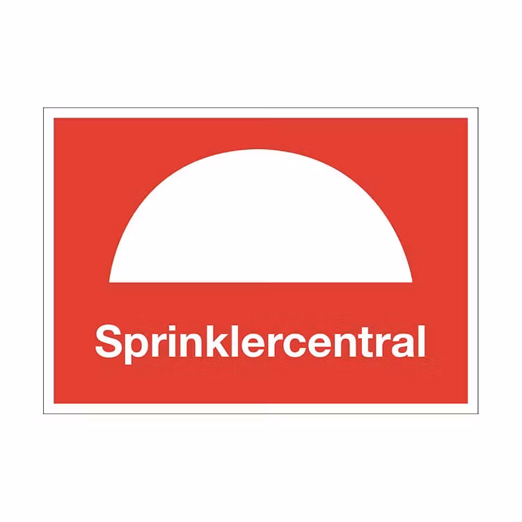 Brandskylt Sprinklercentral A5 plast