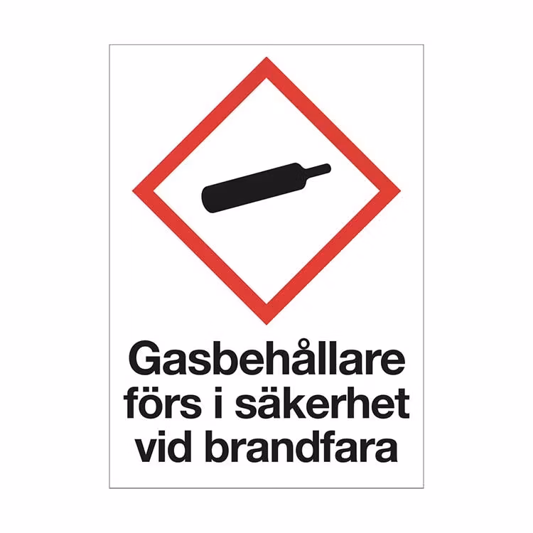 Varningsskylt Gasbehållare plast