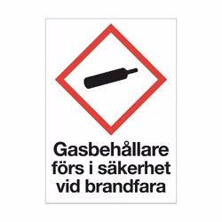 Varningsskylt Gasbehållare plast