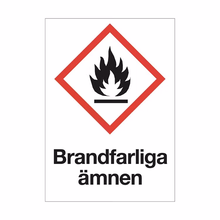 Varningsskylt Brandfarliga ämnen plast