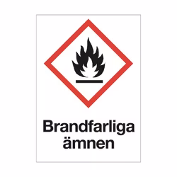 Varningsskylt Brandfarliga ämnen plast