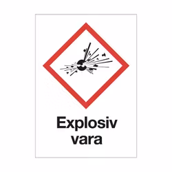 Varningsskylt Explosiv vara plast