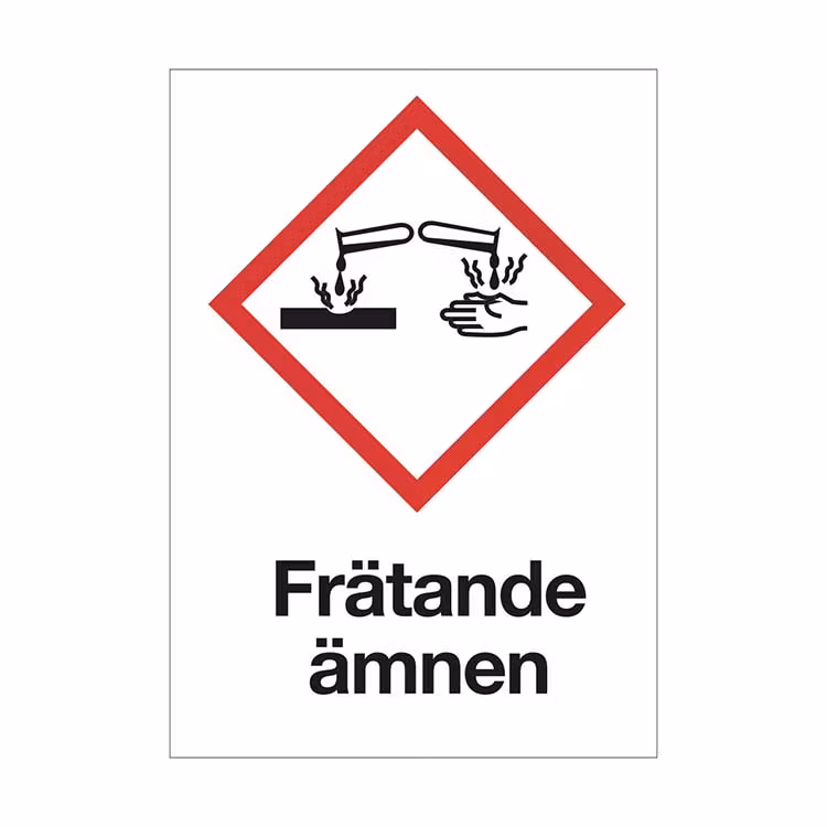 Varningsskylt Frätande ämnen plast
