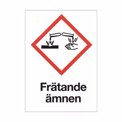 Varningsskylt Frätande ämnen plast