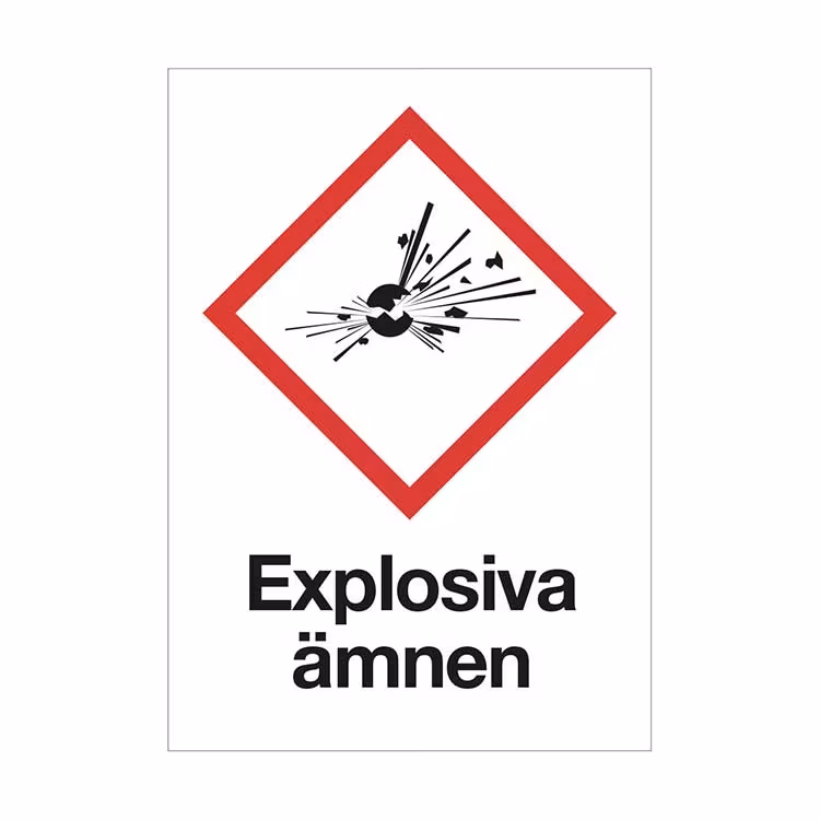 Varningsskylt Explosiva ämnen plast