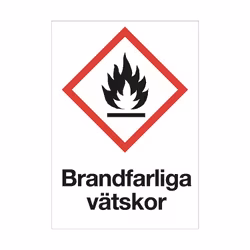 Varningsskylt Brandfarliga vätskor plast