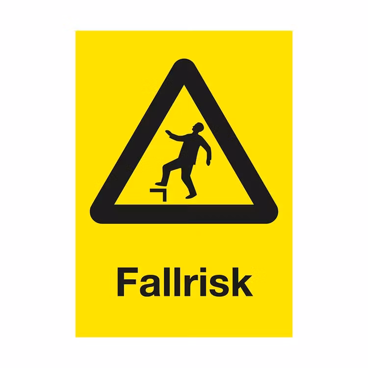 Varningsskylt Fallrisk plast