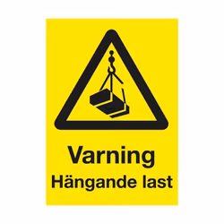 Varningsskylt Varning hängande last plast