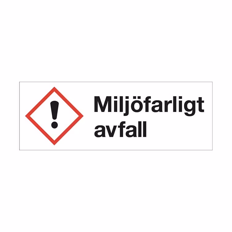 Varningsskylt Miljöfarligt avfall plast