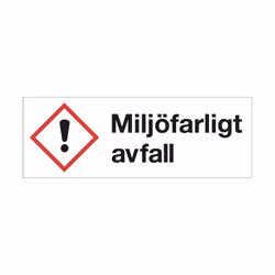 Varningsskylt Miljöfarligt avfall plast