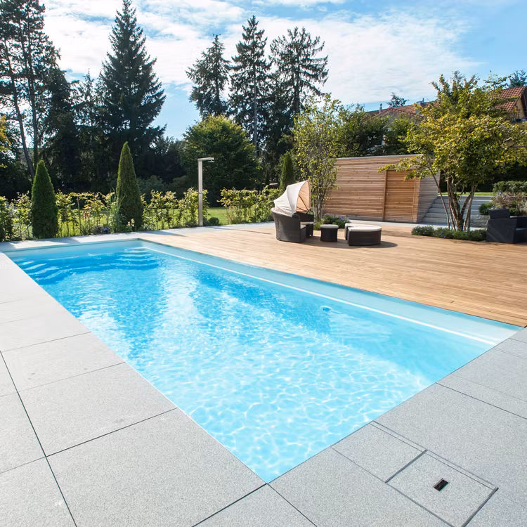 Glasfiberpool Capri 900 med sittbänk