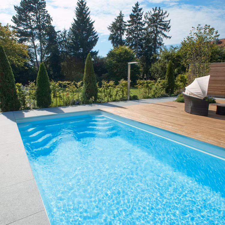 Glasfiberpool Capri 900 med sittbänk