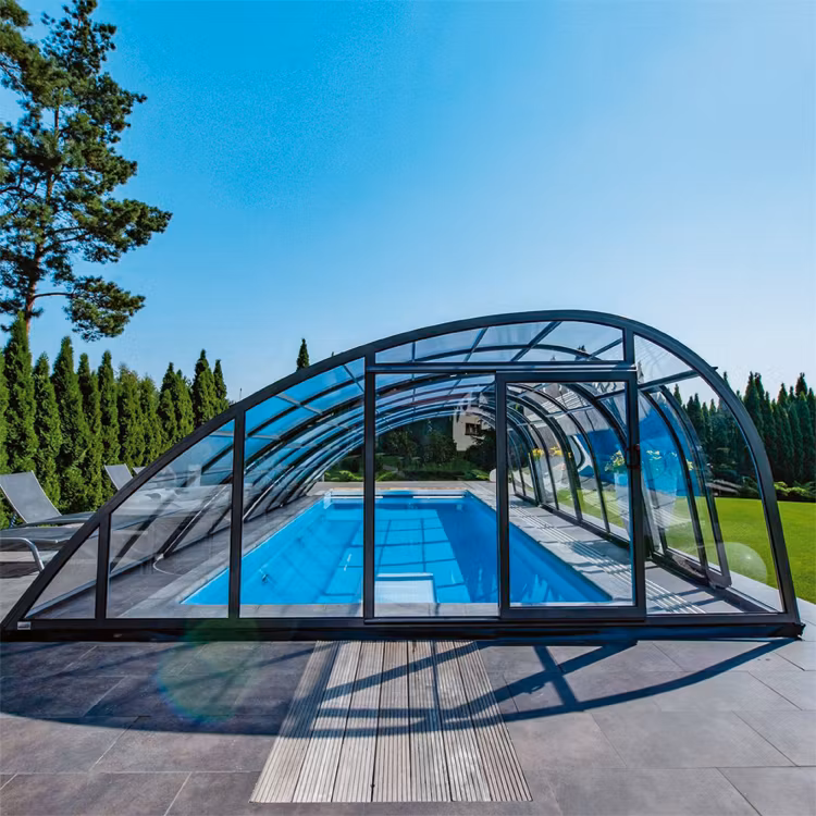Pooltak Panorama med komfortskenor i aluminium
