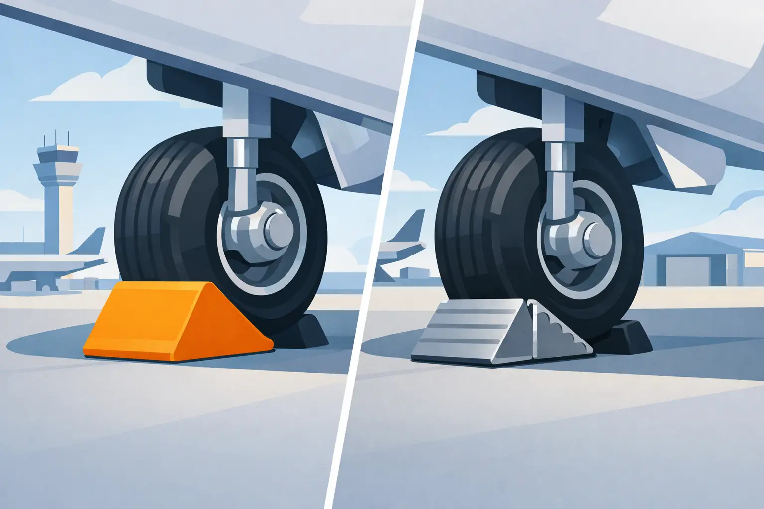 Polyurethane Versus Steel Wheel Chocks for Aircraft