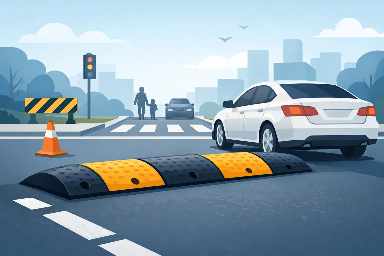 Rubber Speed Bumps for Safer Traffic Control