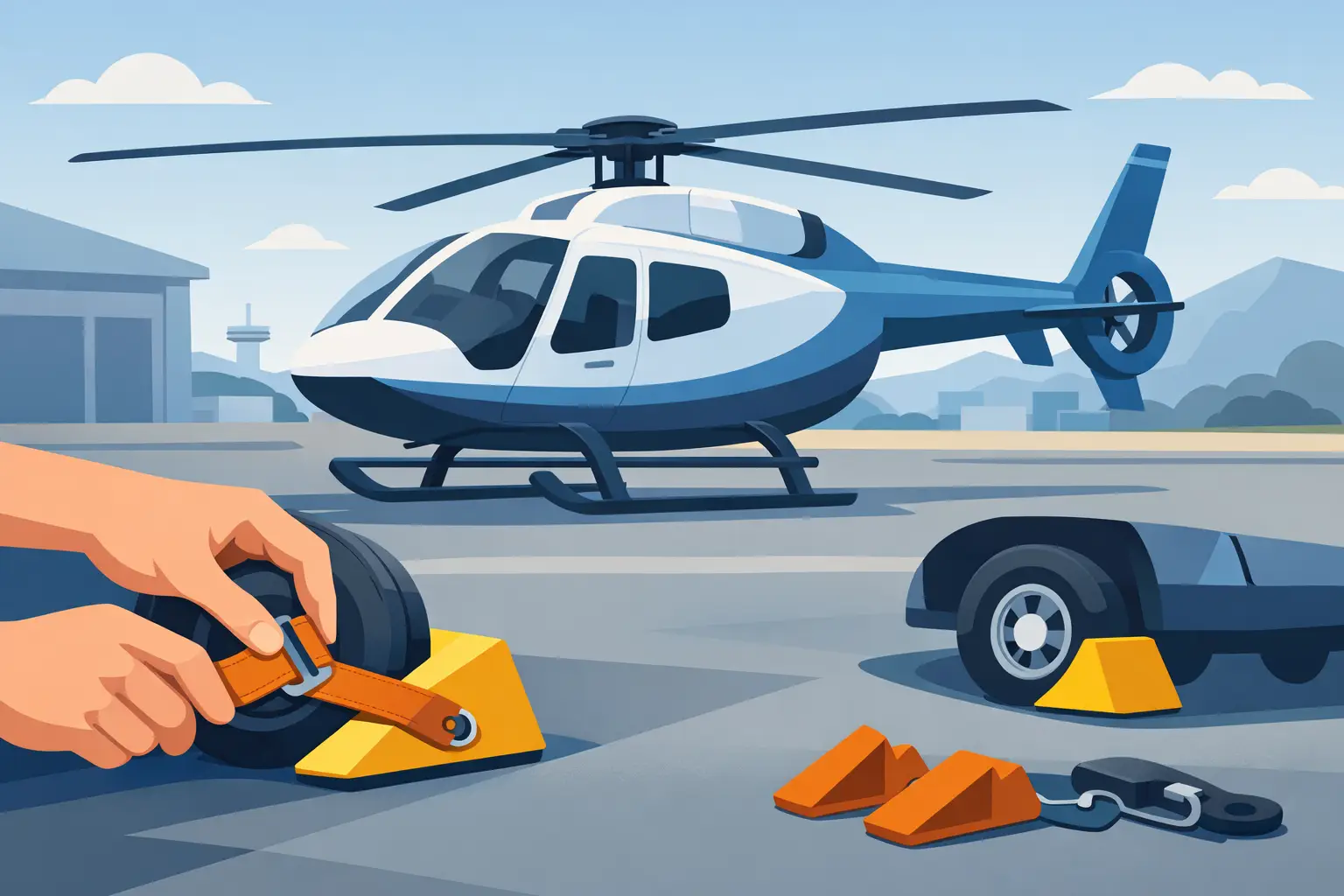 How to Secure Helicopter Wheels on the Ramp
