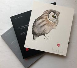 Bibliofil, bok + litografi Pärluggla