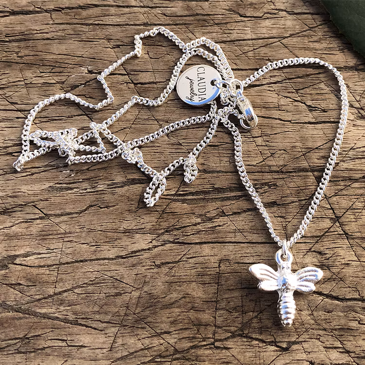 Halsband med bi, silver