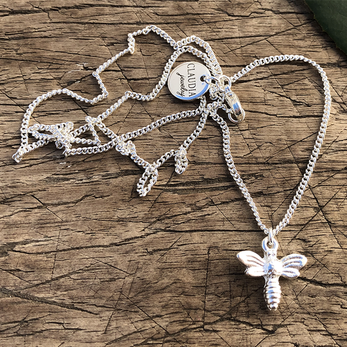 Halsband med bi, silver