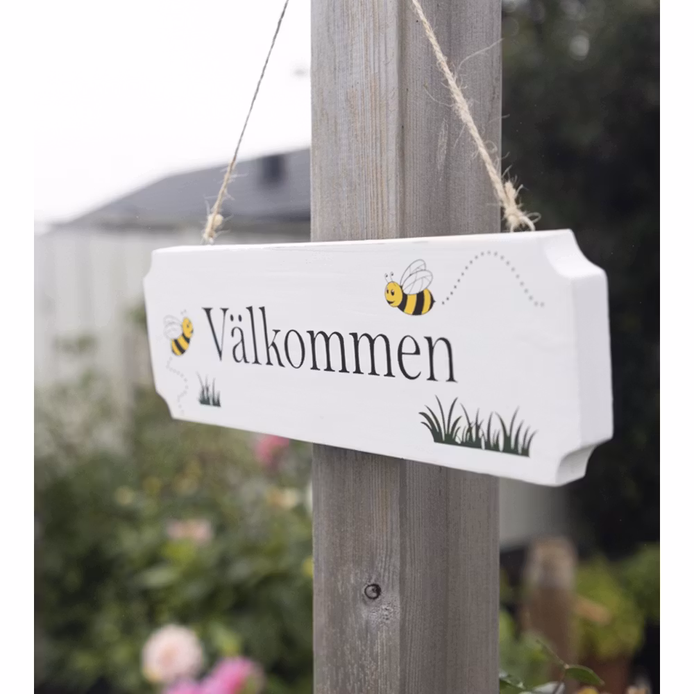 Hängande skylt - Välkommen 10x30 cm