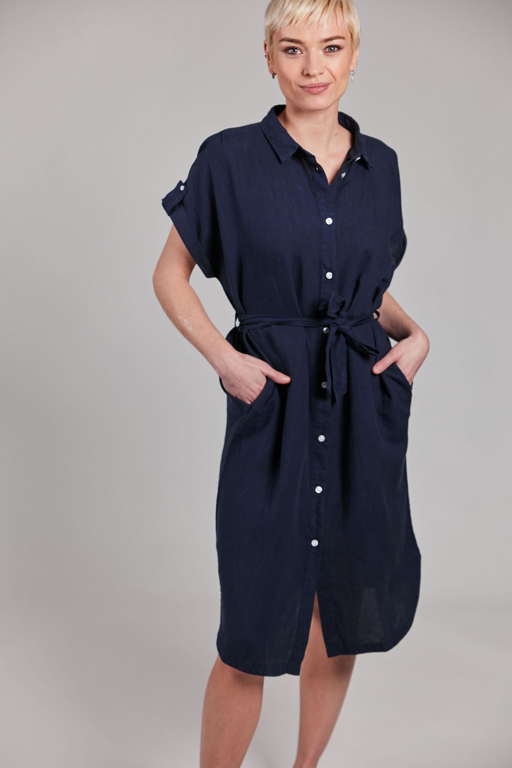 Belted Linen Dress