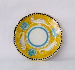 Amalfi, djup tallrik, gul med sjöhästmönster, 23 cm