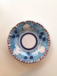 Amalfi assiett 20 cm, turkos med bläckfiskmönster