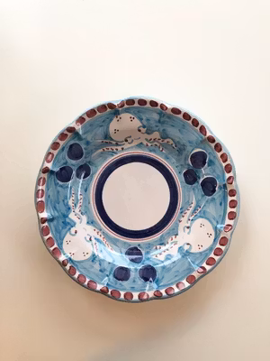 Amalfi assiett 20 cm, turkos med bläckfiskmönster