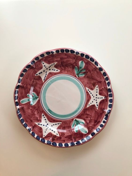 Amalfi mattallrik, röd med sjöstjärnemönster, 26 cm