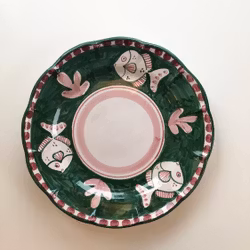 Amalfi mattallrik, grön med fiskmönster, 26 cm