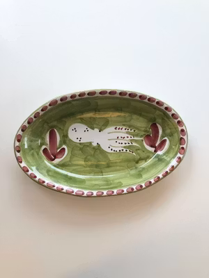 Amalfi uppläggningsfat, grönt med fiskmönster, 26 cm