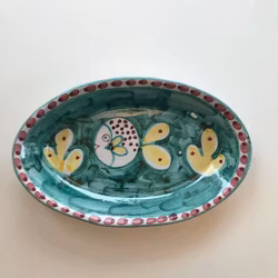 Amalfi uppläggningsfat, aquamarin med fiskmönster, 26 cm