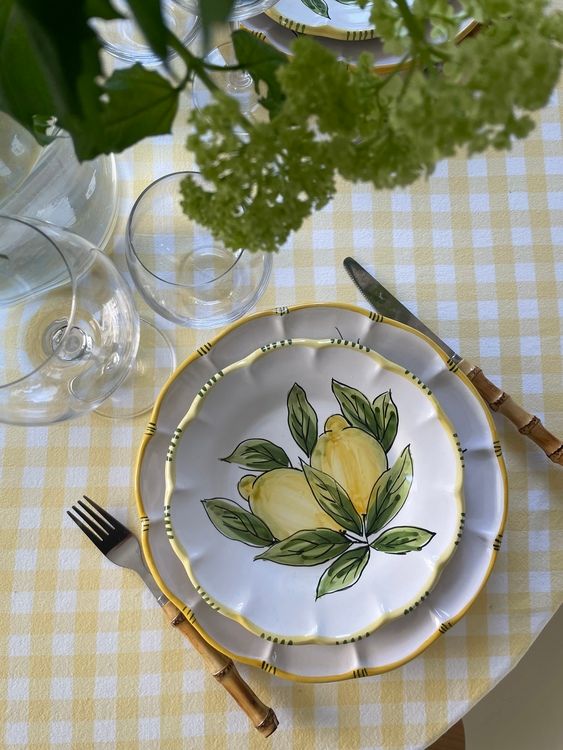 Limone Bianco assiett med citronmönster, 20 cm