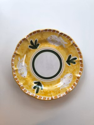 Amalfi djup tallrik, gul med fiskmönster, 23 cm