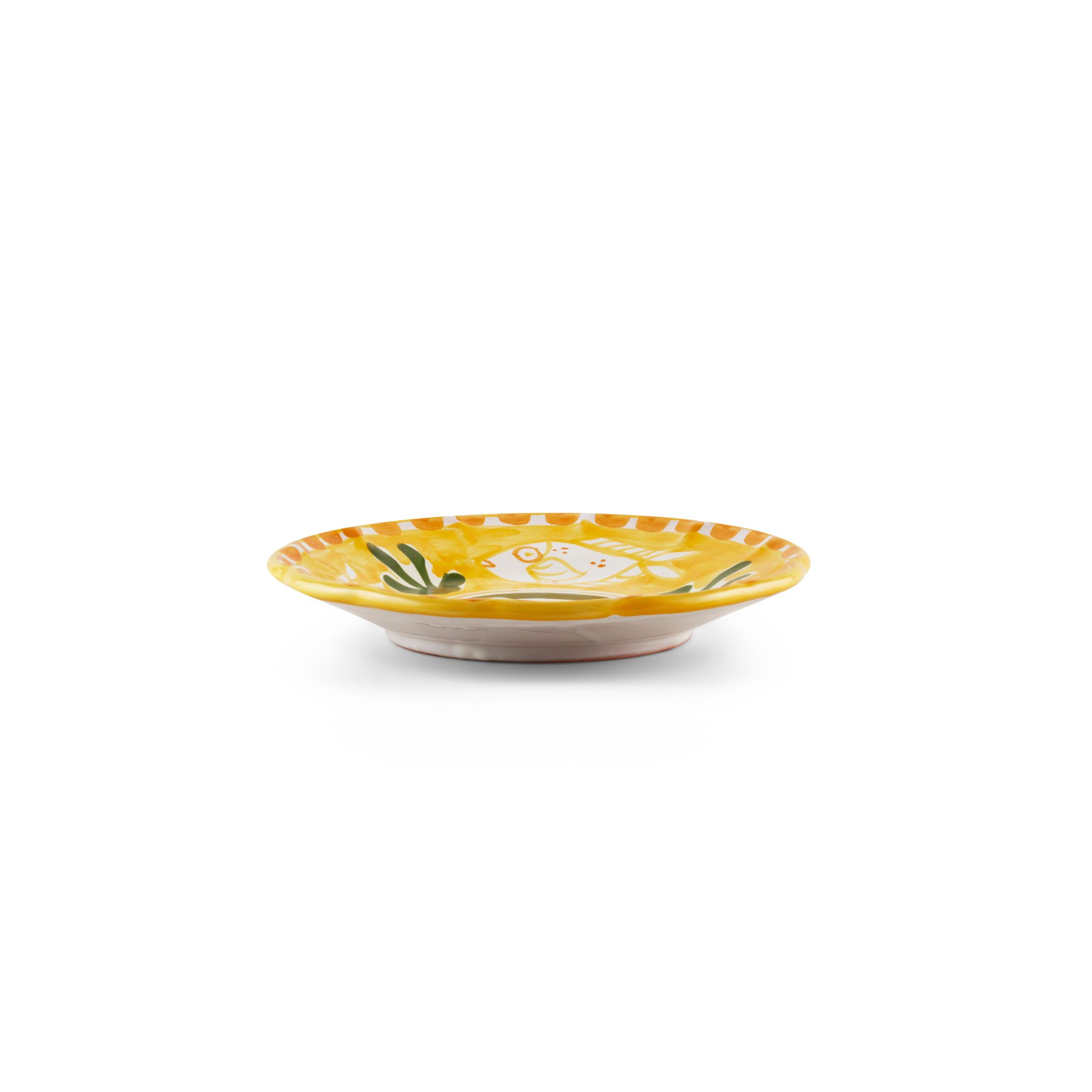 Amalfi assiett, gul med fiskmönster, 20 cm