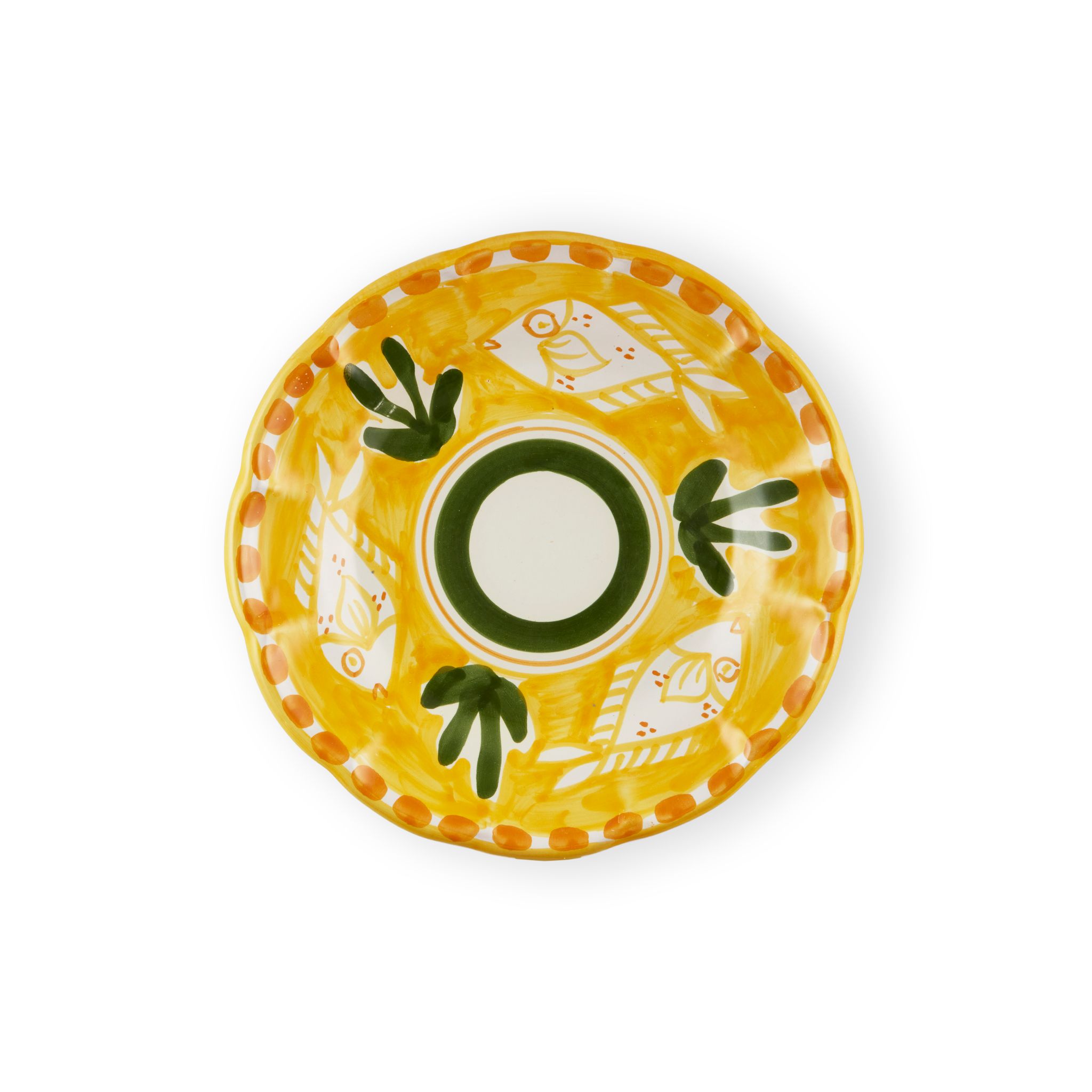 Amalfi assiett, gul med fiskmönster, 20 cm