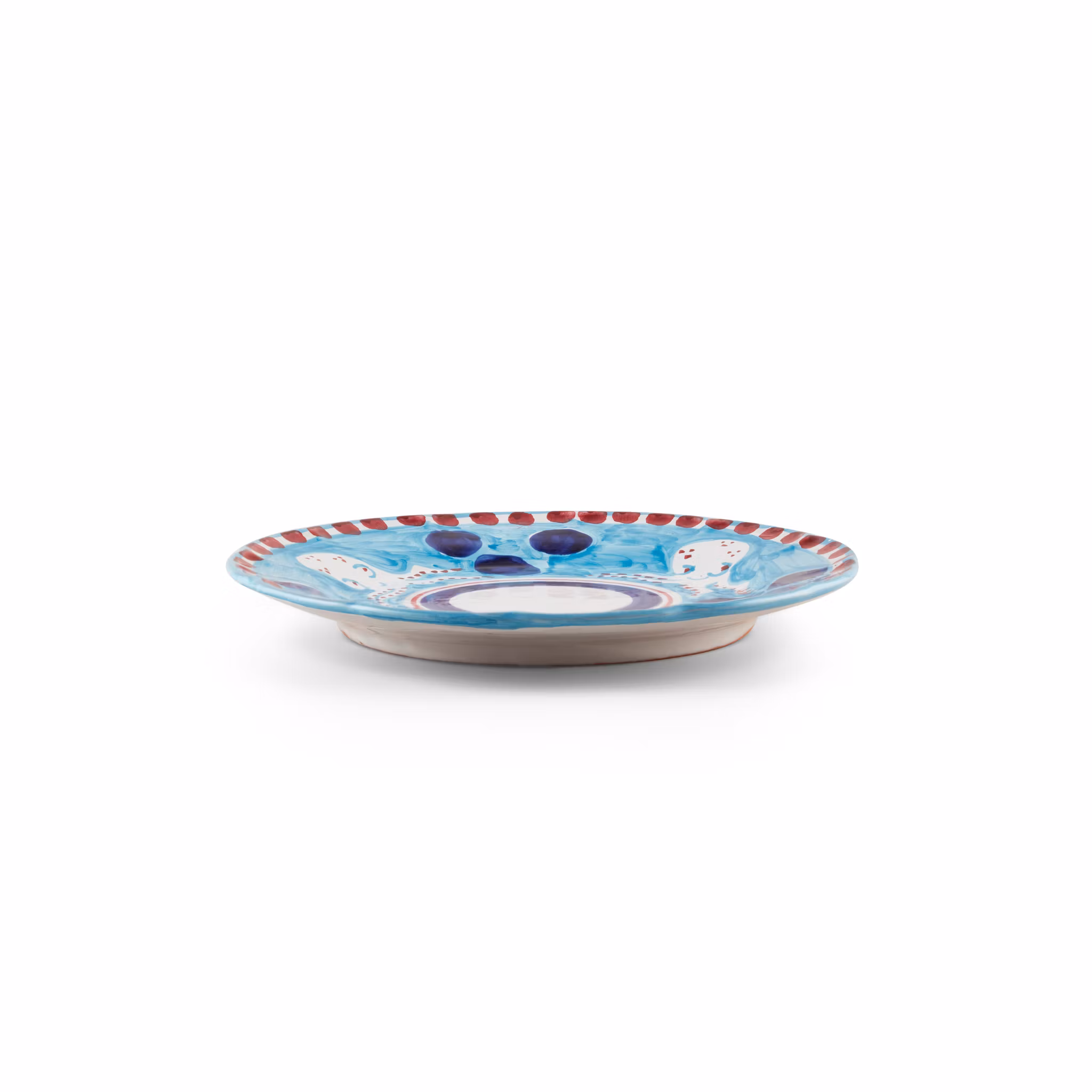 Amalfi mattallrik, turkos med bläckfiskmönster, 26 cm
