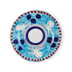 Amalfi mattallrik, turkos med bläckfiskmönster, 26 cm