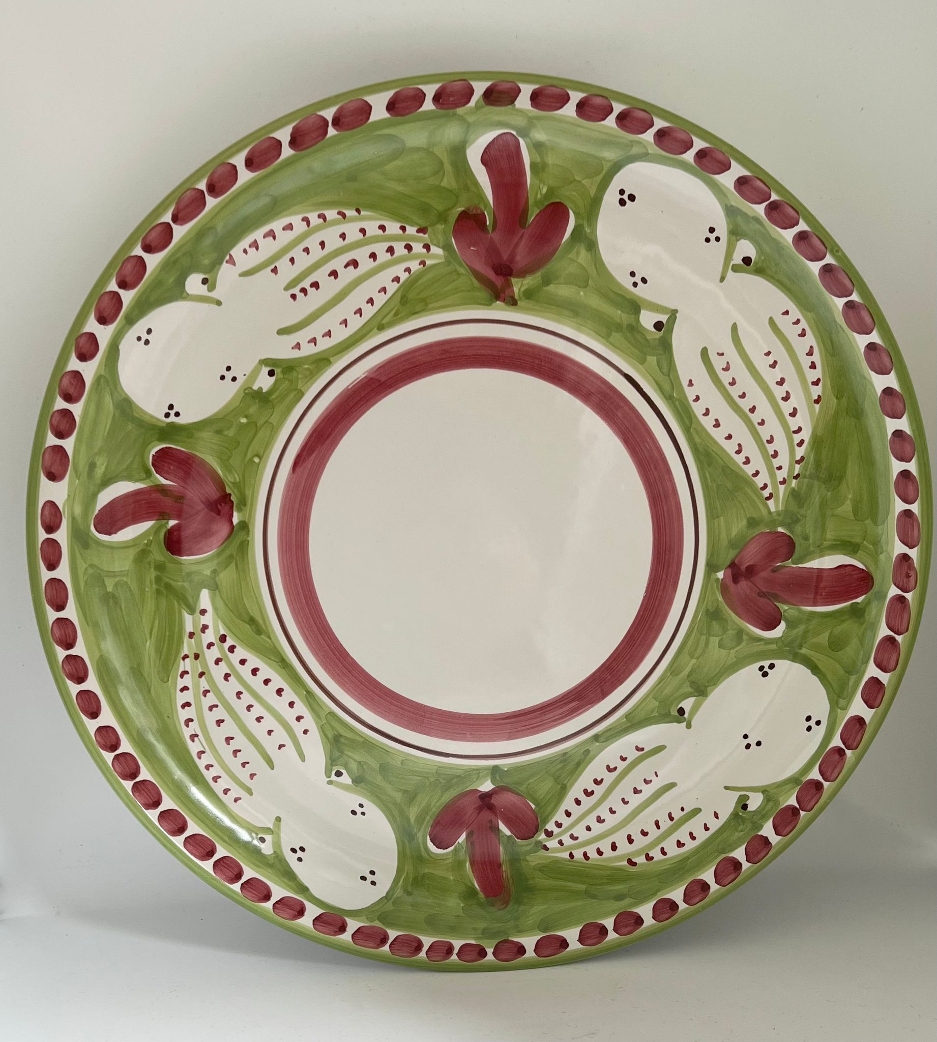 Amalfi stor pizzatallrik/uppläggningsfat, ljusgrön med bläckfiskmönster, 30 cm