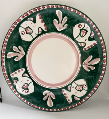 Amalfi stor pizzatallrik/uppläggningsfat, grön med iskmönster, 30 cm