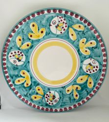 Amalfi stor pizzatallrik/uppläggningsfat, aquamarin med fiskmönster, 30 cm