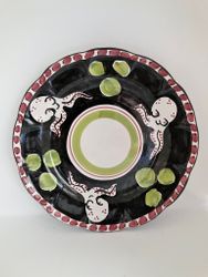 Amalfi mattallrik, svart med bläckfiskmönster, 26 cm