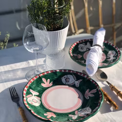 Amalfi mattallrik, grön med fiskmönster, 26 cm