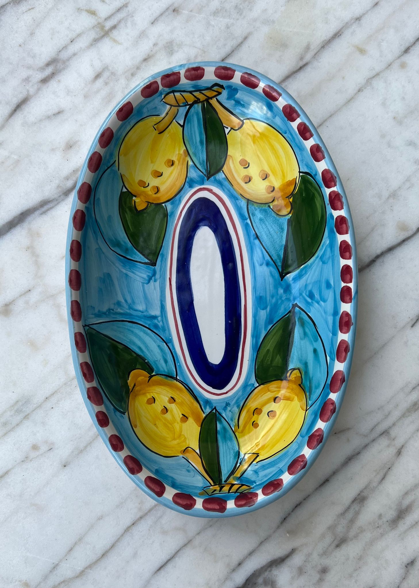Sorrento Limone, ovalt uppläggningsfat med citronmönster, 26 cm
