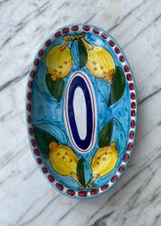 Sorrento Limone, ovalt uppläggningsfat med citronmönster, 26 cm